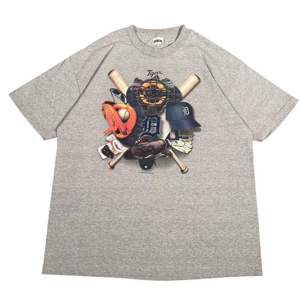 Vintage 2006 Detroit Tigers MLB Graphic T Shirt XL Gray CSA Baseball Gear Logo